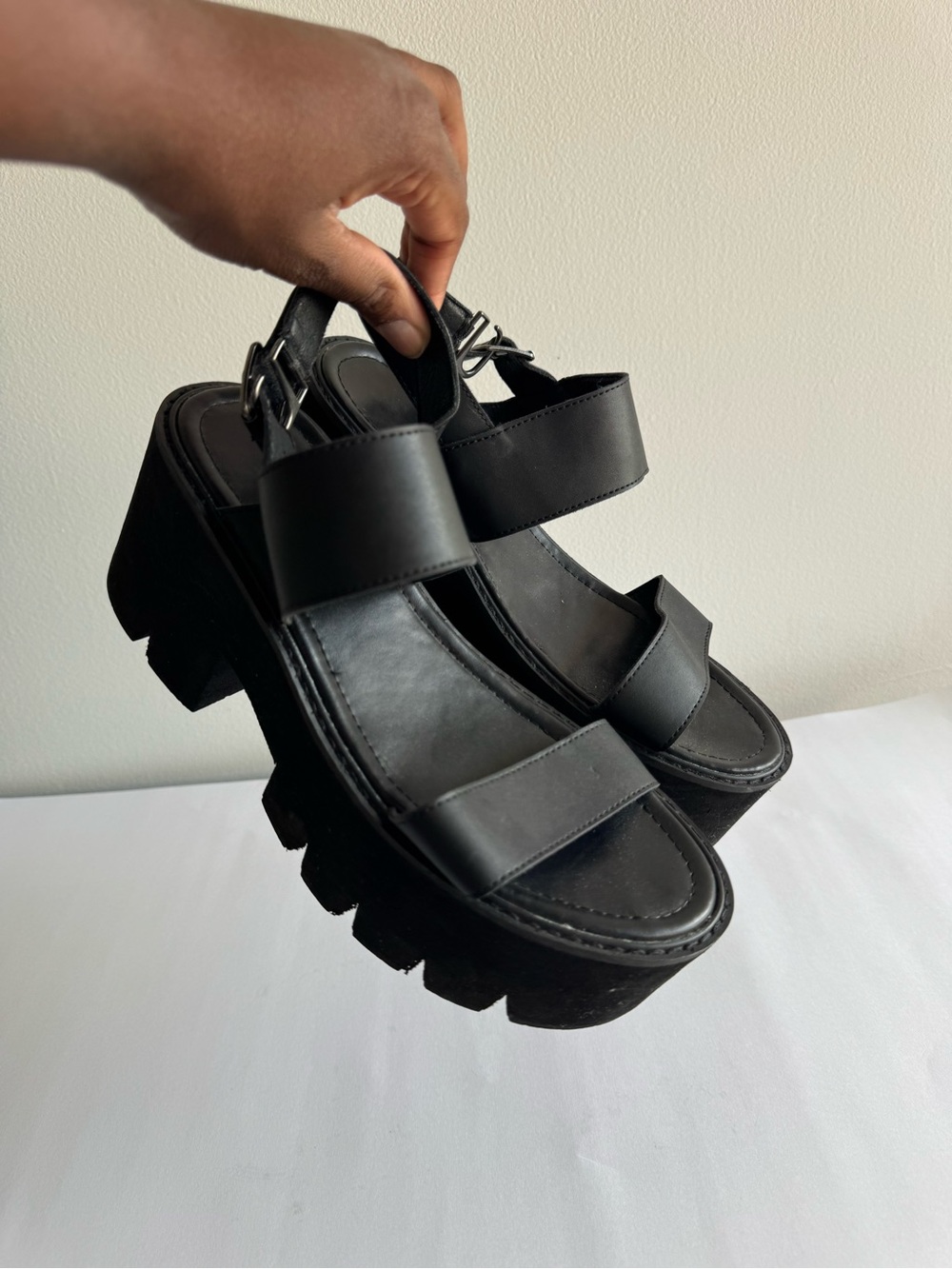 Chunky Black Platform Sandals
